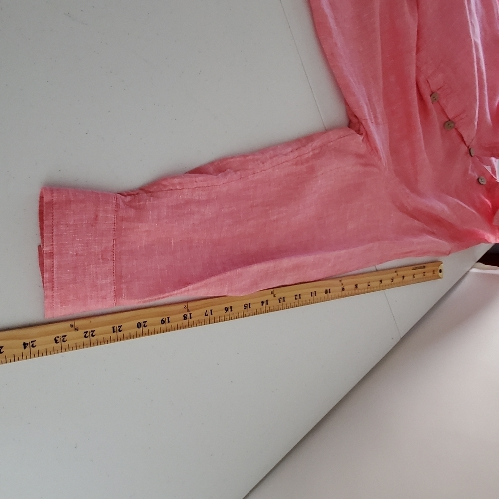 Sigrid Olsen Linen Tunic Size 1x Long Sleeve Pink… - image 7